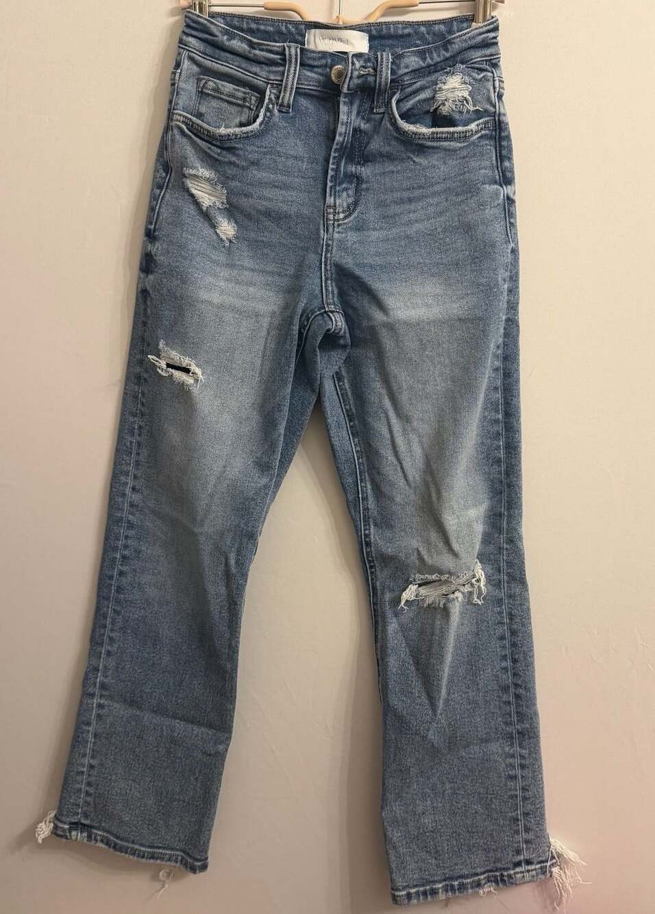 Vervet Blue Distressed Raw Hem Jeans Size 24 #0775